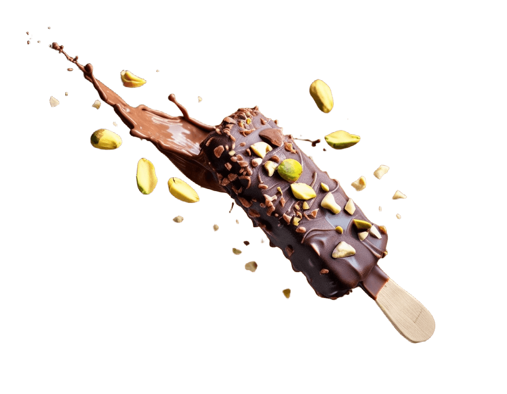 Chocolate ice cream bar on a pure white background, generated by whitebg