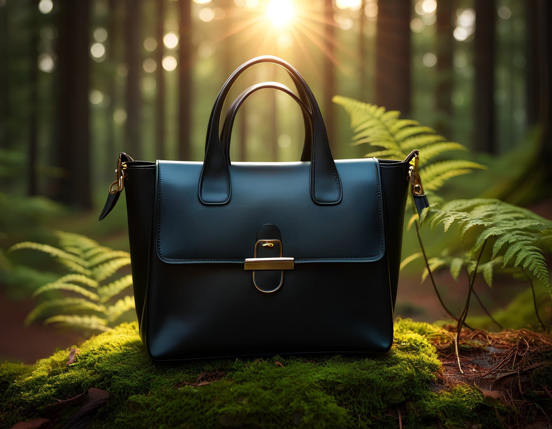 Leather handbag on a chair before background removal