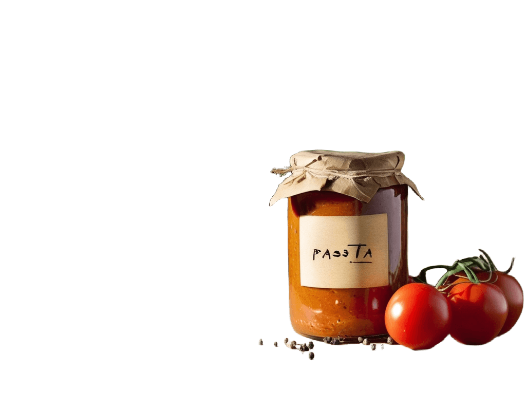 Pasta sauce jar on a pure white background, generated by whitebg